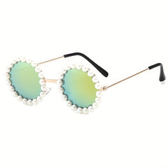 Kids Round Faux Pearl Sunglasses UV Protection