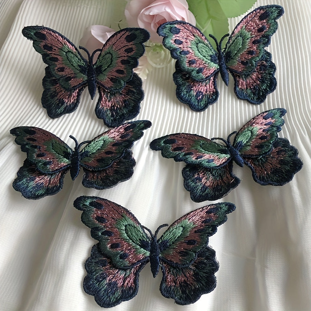 3pcs Butterfly Embroidered Applique Double Layer Sewing Patch for Clothes