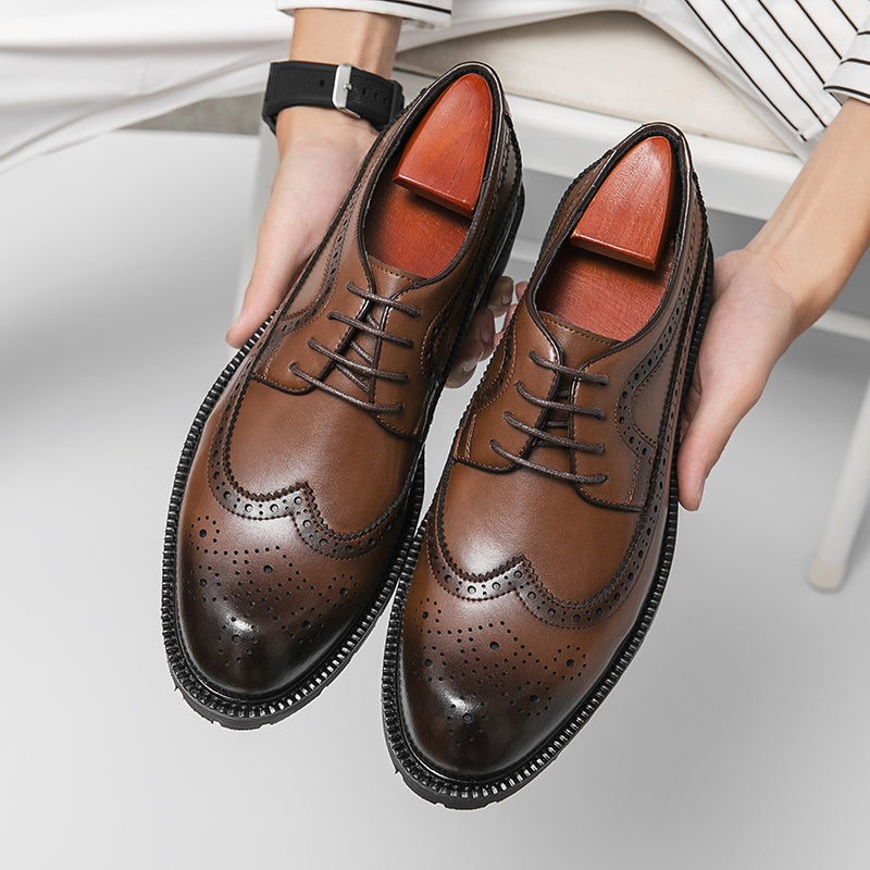 Men's Lace Up PU Business Casual Shoes Slip Low Top Classic