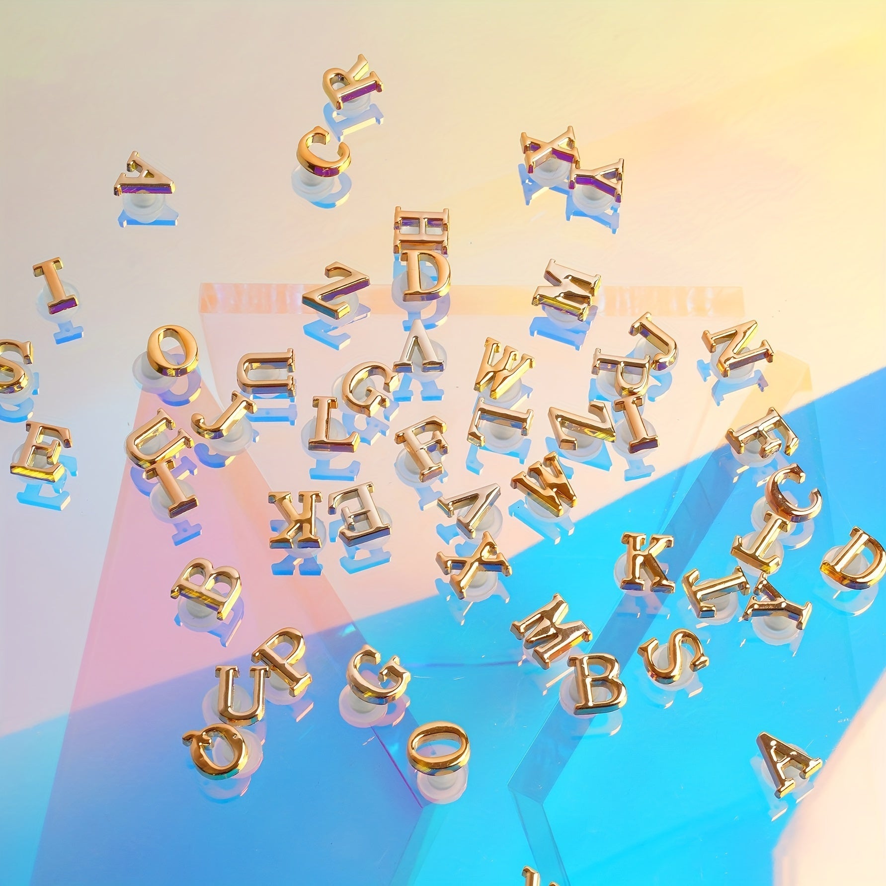 26pcs Golden Letters Shoe Charms for Clog Sandals, Women Girl Party Favors