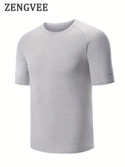Men's Comfy Sports T-shirt Solid Tee for Fitness Activities