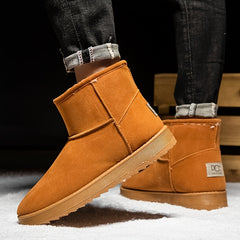 Men's Short Snow Boots Fleece Lined Winter Cotton Shoes