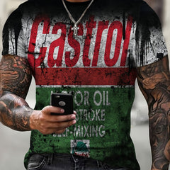 Retro 3D Motorcycle Graphic Print Men's Crew Neck T Shirt for Summer
