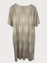 Boho Dress Women's Plus Floral Print Short Sleeve Round Neck Dress