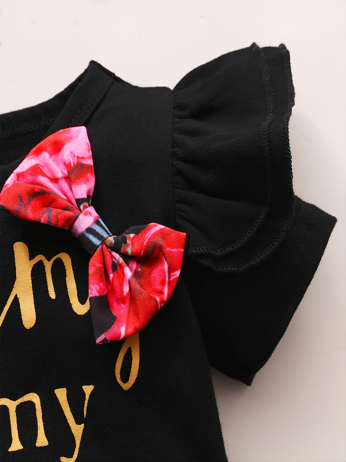 Girls' Ruffle Top & Floral Trousers Set with Headband