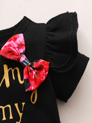 Girls' Ruffle Top & Floral Trousers Set with Headband