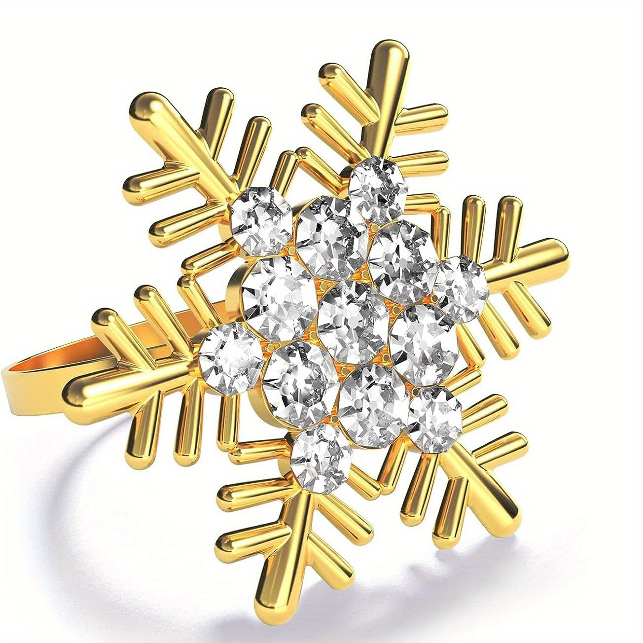 Snowflake Napkin Rings Set of 20 Polished Metal Buckles Hollow Carved Christmas