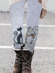 Women's Plus Cat Print High Rise Leggings