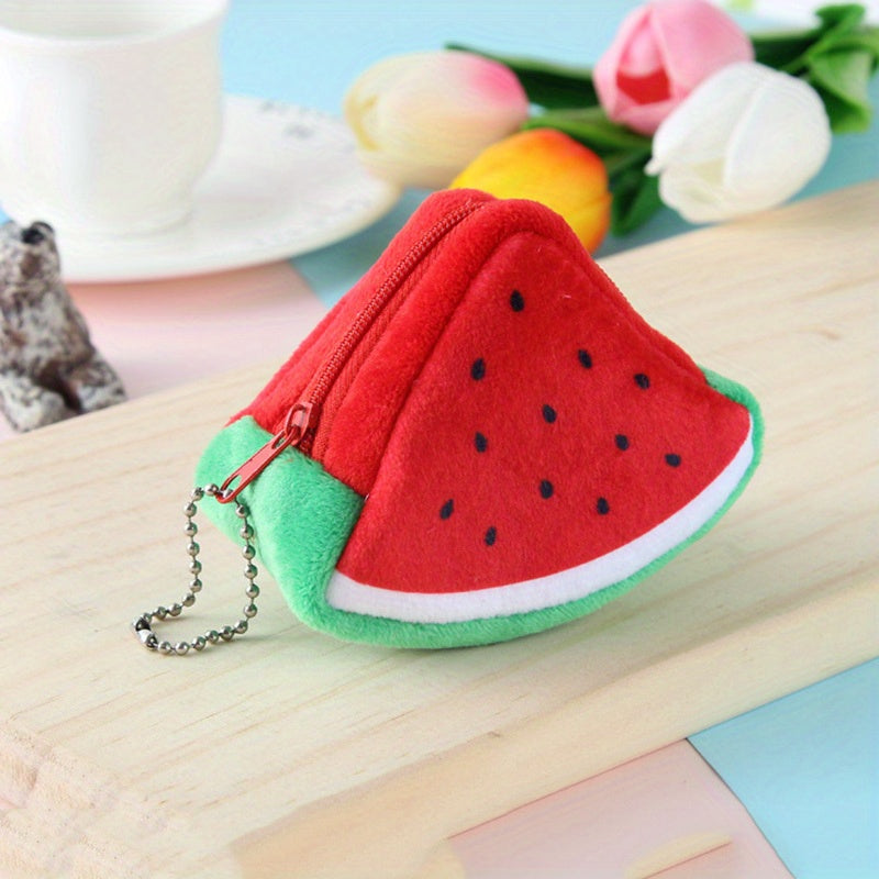 Plush Triangle Fruit Coin Purse Wallet Storage Bag - Holiday Gift
