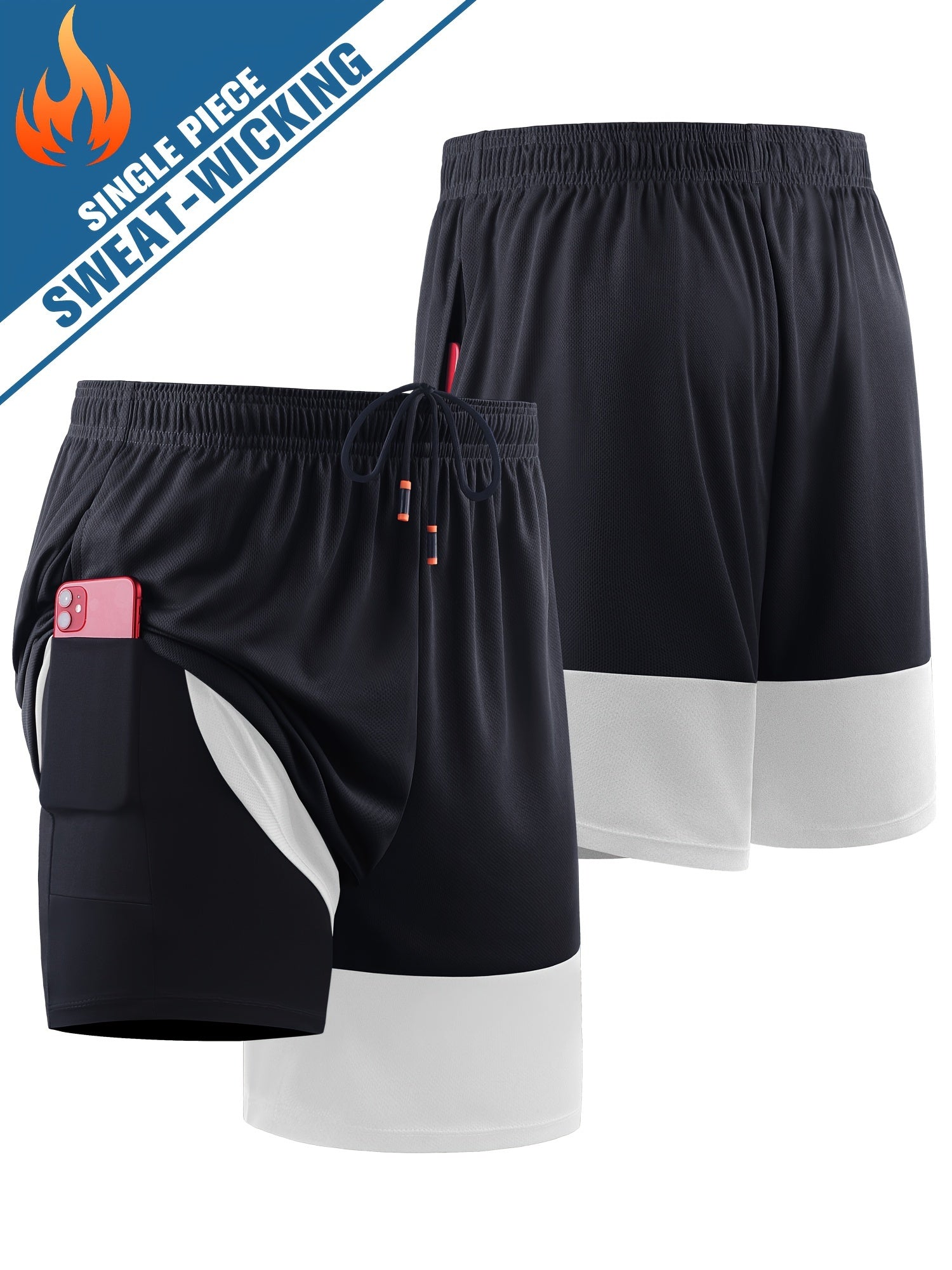 Men's 2 in 1 Shorts Active Stretch Breathable Drawstring Shorts