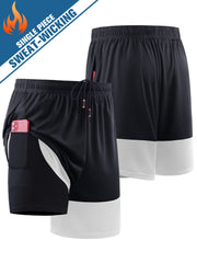 Men's 2 in 1 Shorts Active Stretch Breathable Drawstring Shorts
