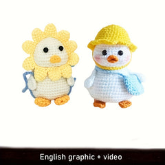 2 Red Crochet Material Sets for Travel Duck Doll with English Instruction Manual