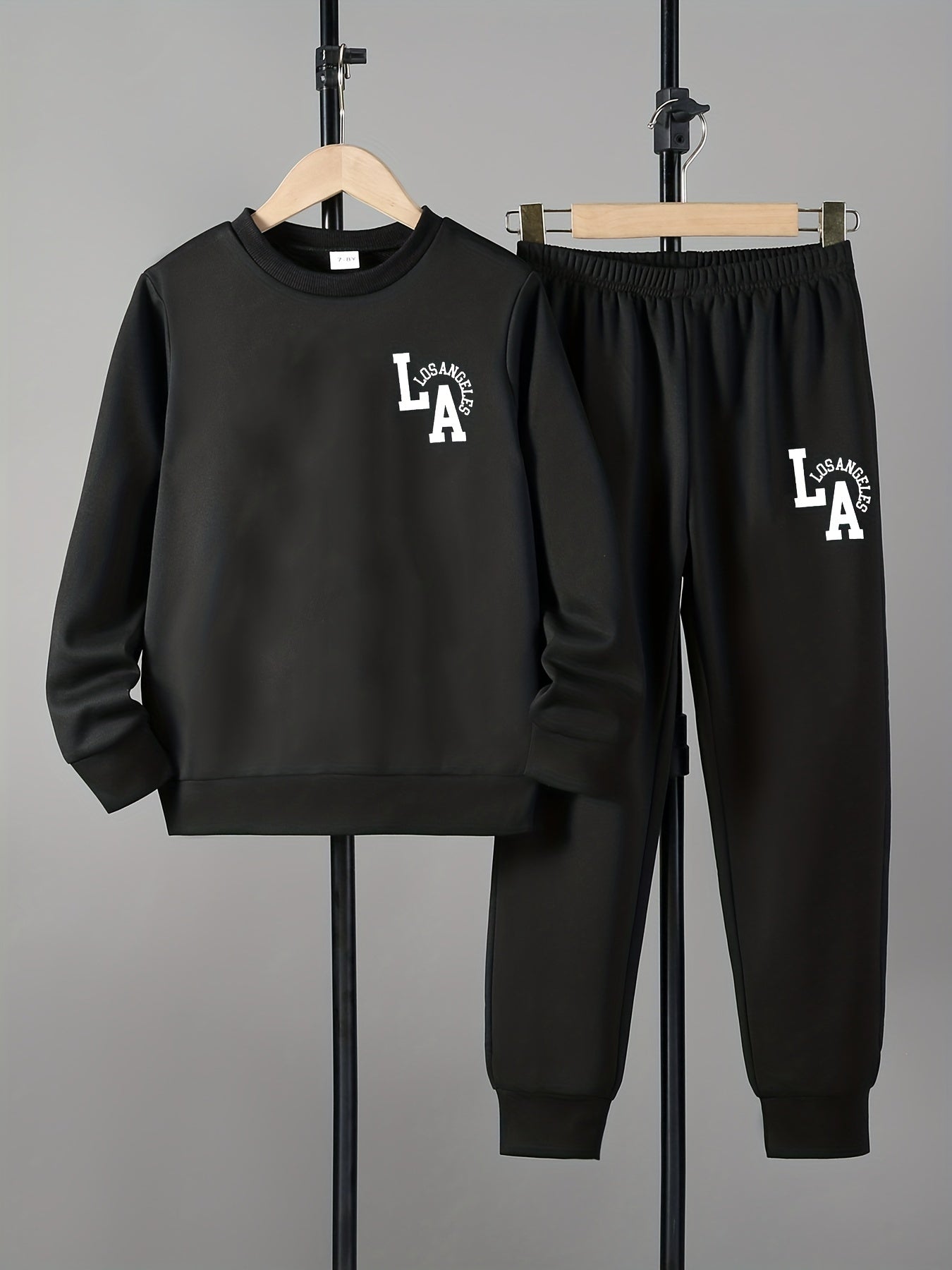 LOS ANGELES Boy's 2pcs Sweatshirt & Sweatpants Set Spring Fall