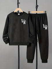 LOS ANGELES Boy's 2pcs Sweatshirt & Sweatpants Set Spring Fall
