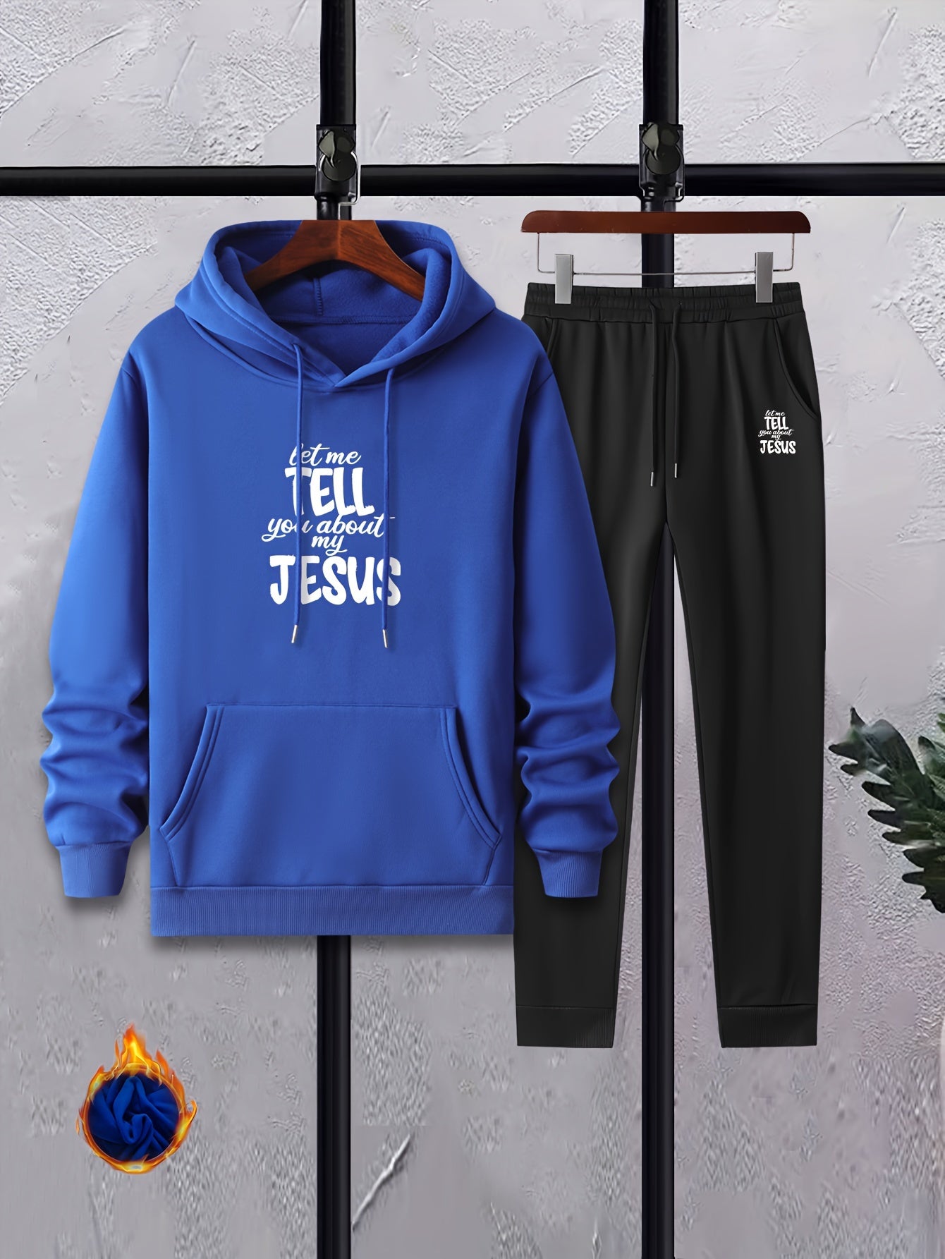 Men's Hooded Sweatshirt & Drawstring Sweatpants Set