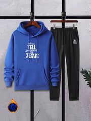 Men's Hooded Sweatshirt & Drawstring Sweatpants Set