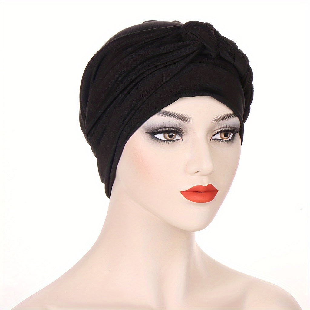 Solid Braided Turban Cap Headwrap Lightweight Bonnet Beanies