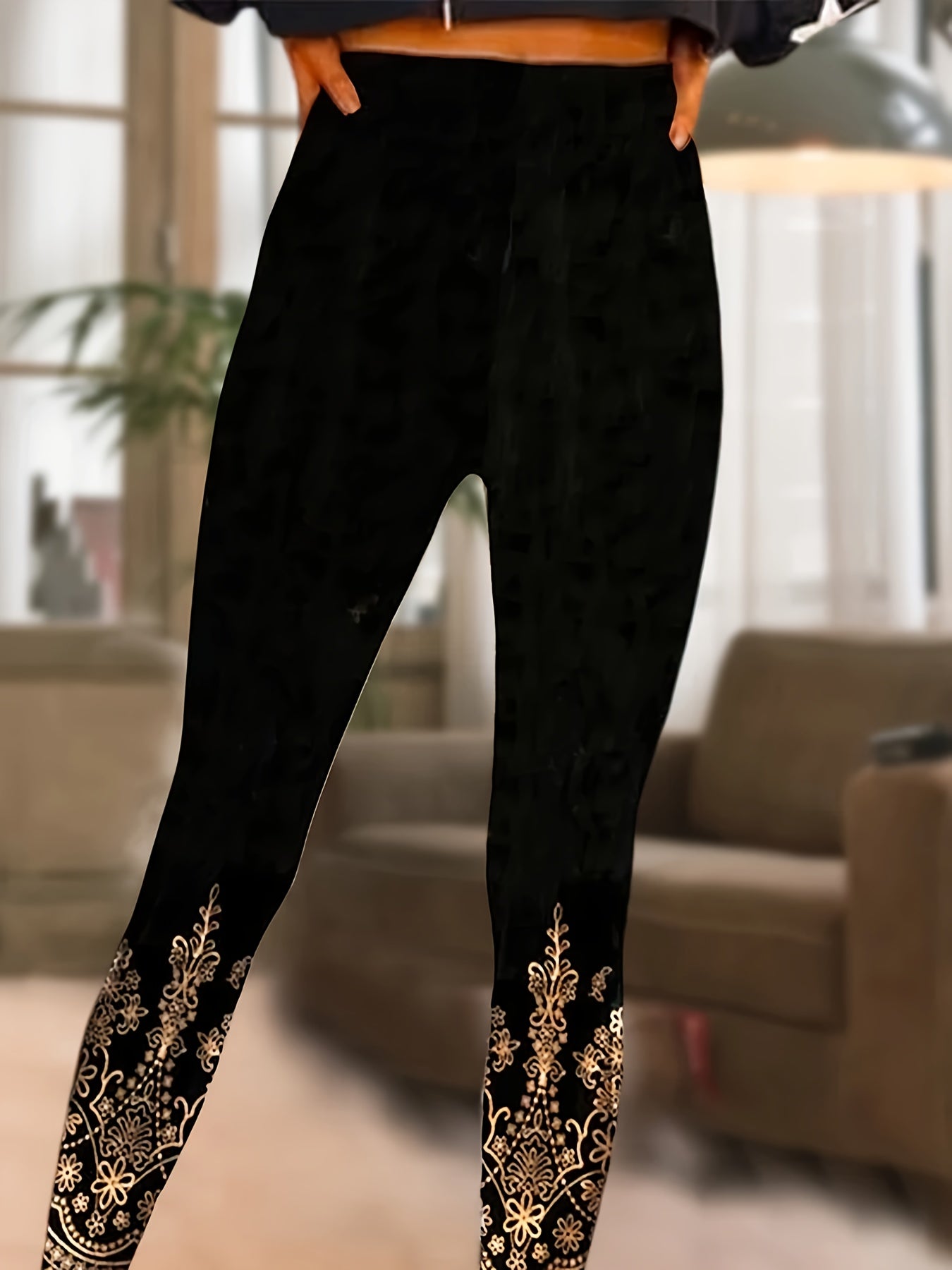 Plus Dot Print High Rise Skinny Leggings