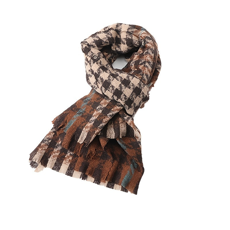 Winter Thermal Plaid Scarf Shawl Cold Weather Scarves & Wraps For Women