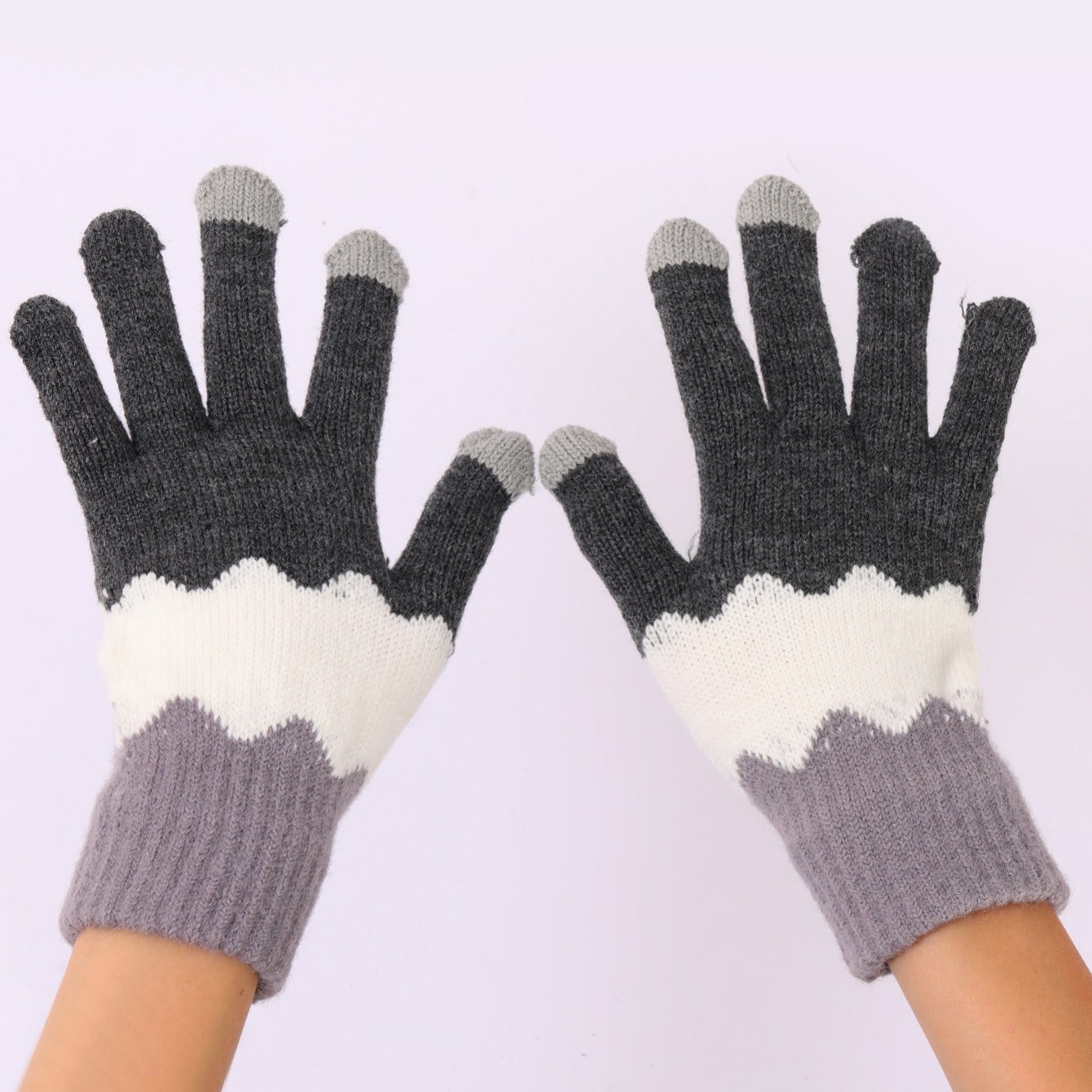 Plush Gloves Cycling Knitted Gloves Autumn And Winter Girls Cold-proof