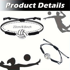 10pcs Volleyball Charm Bracelet, Adjustable Unisex Friendship Bracelet