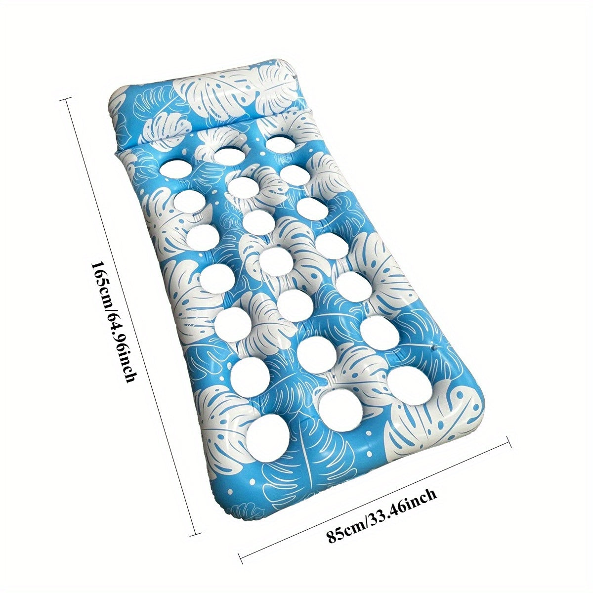 Inflatable Water Hole Floating Row Leaf Print Water Recliner for Beach