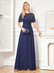 Sequined Flutter Sleeve Aline Dress