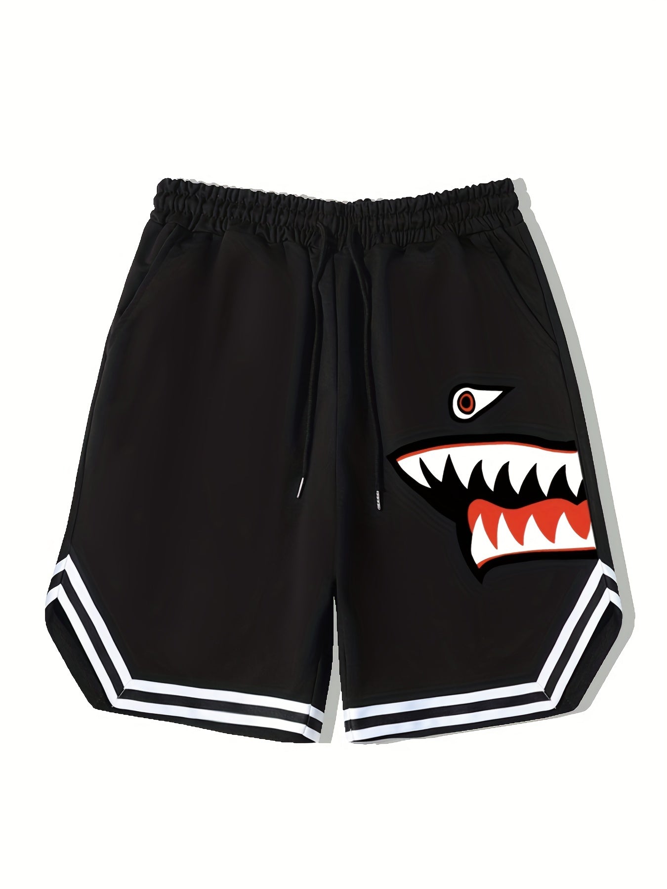 Men's Streetwear Shark Graphic Drawstring Shorts