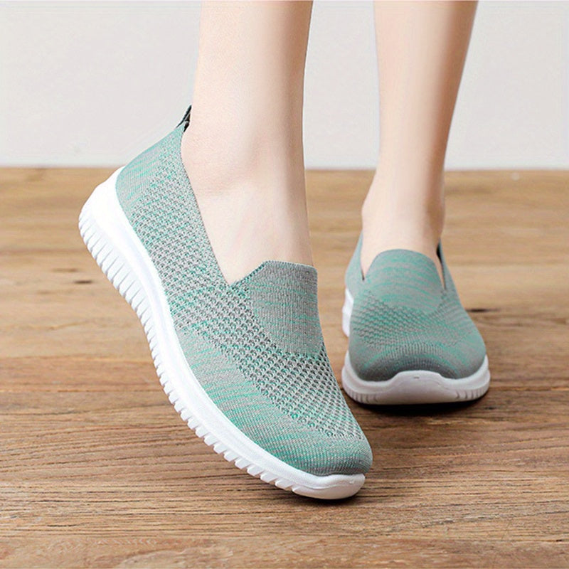 Women's Breathable Flying Woven Slip-On Sneakers Lightweight Low Top Shoes