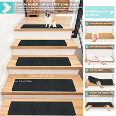 Solid Stair Mats Anti Skid Reusable Carpets Stair Runners Wooden Steps
