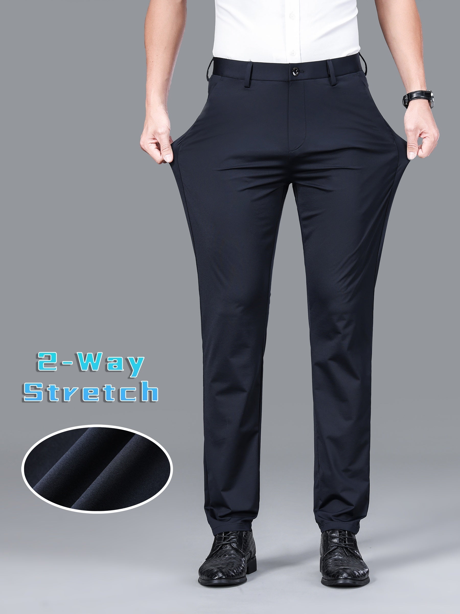 Men's Formal Solid Mid Stretch Dress Pants For Business