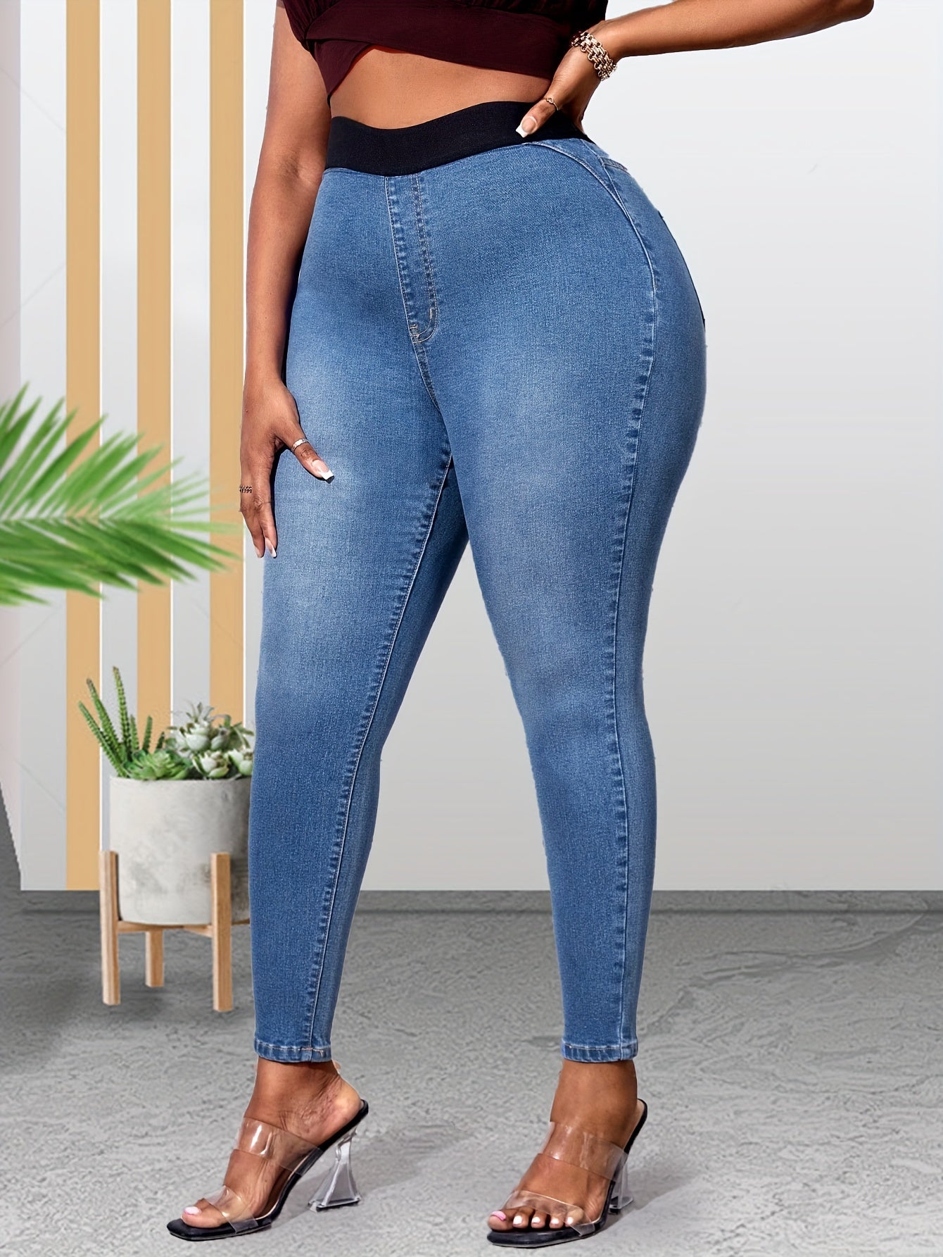 Colorblock High Stretch Skinny Jeans