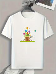 Flowers Print Men's Graphic Tshirt for Summer