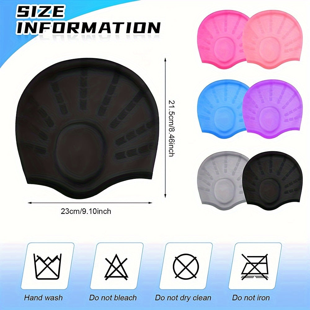 Silicone Long Hair Swim Cap Unisex Ear Protection Waterproof Stretchy Cap