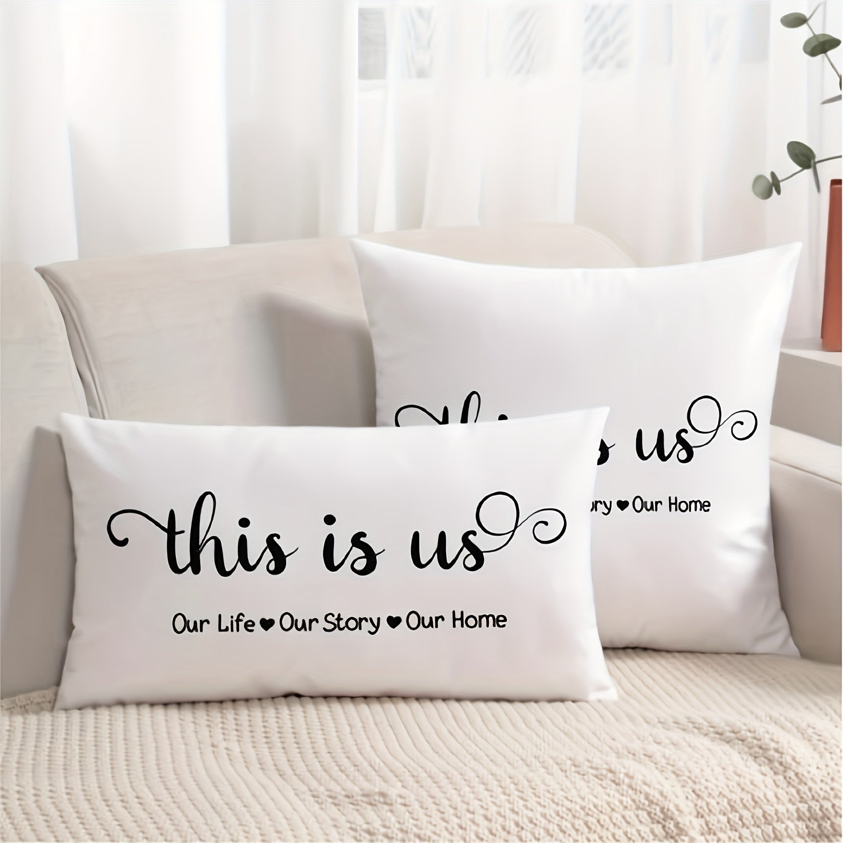 Short Plush Printed Throw Pillow Case Soft & Comfortable