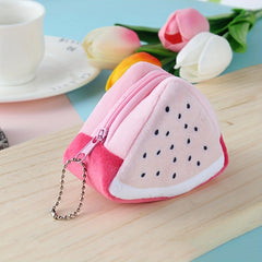 Plush Triangle Fruit Coin Purse Wallet Storage Bag - Holiday Gift