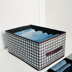 Houndstooth Clothes Drawer Storage Basket Large Reusable Box