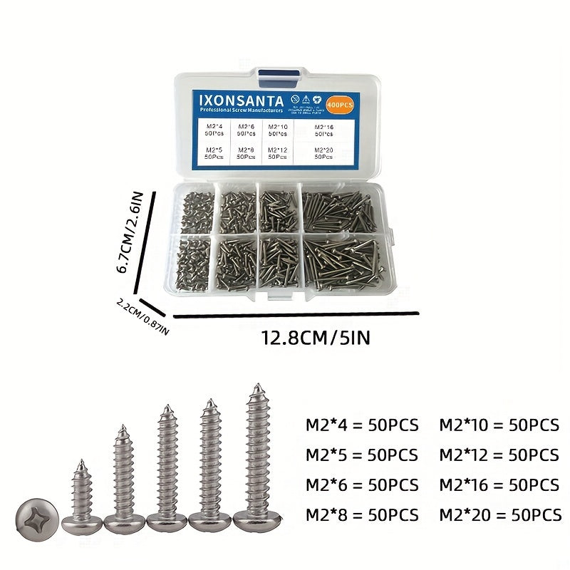 400 Sets 304 Stainless Steel Self-tapping Screws Woodworking