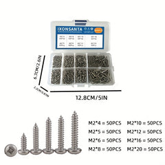400 Sets 304 Stainless Steel Self-tapping Screws Woodworking