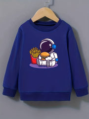 Astronaut & Chip Hamburger Pattern Sweatshirt For Girls