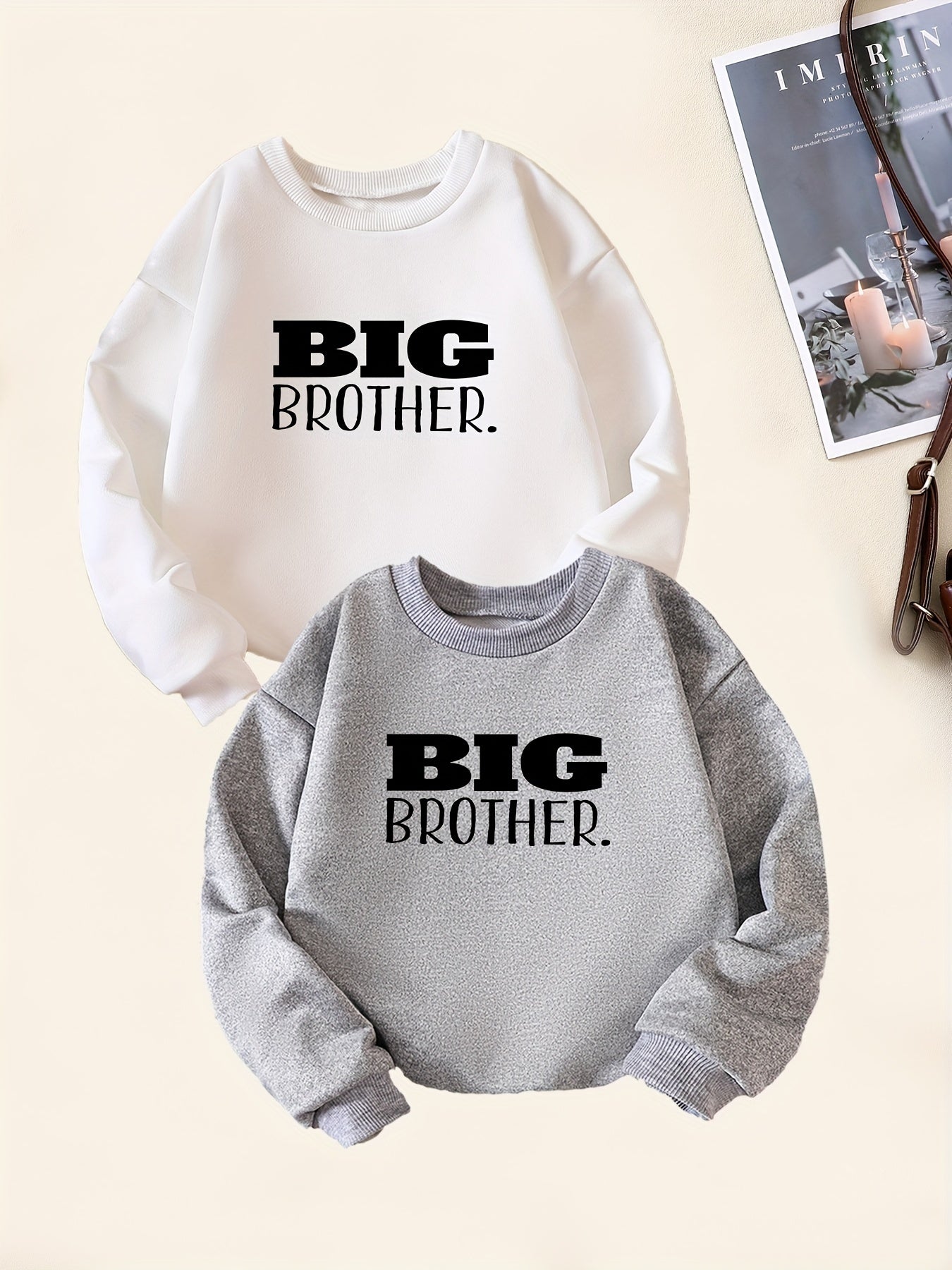 2pcs Big Brother Boys Sweatshirt Long Sleeve Tops