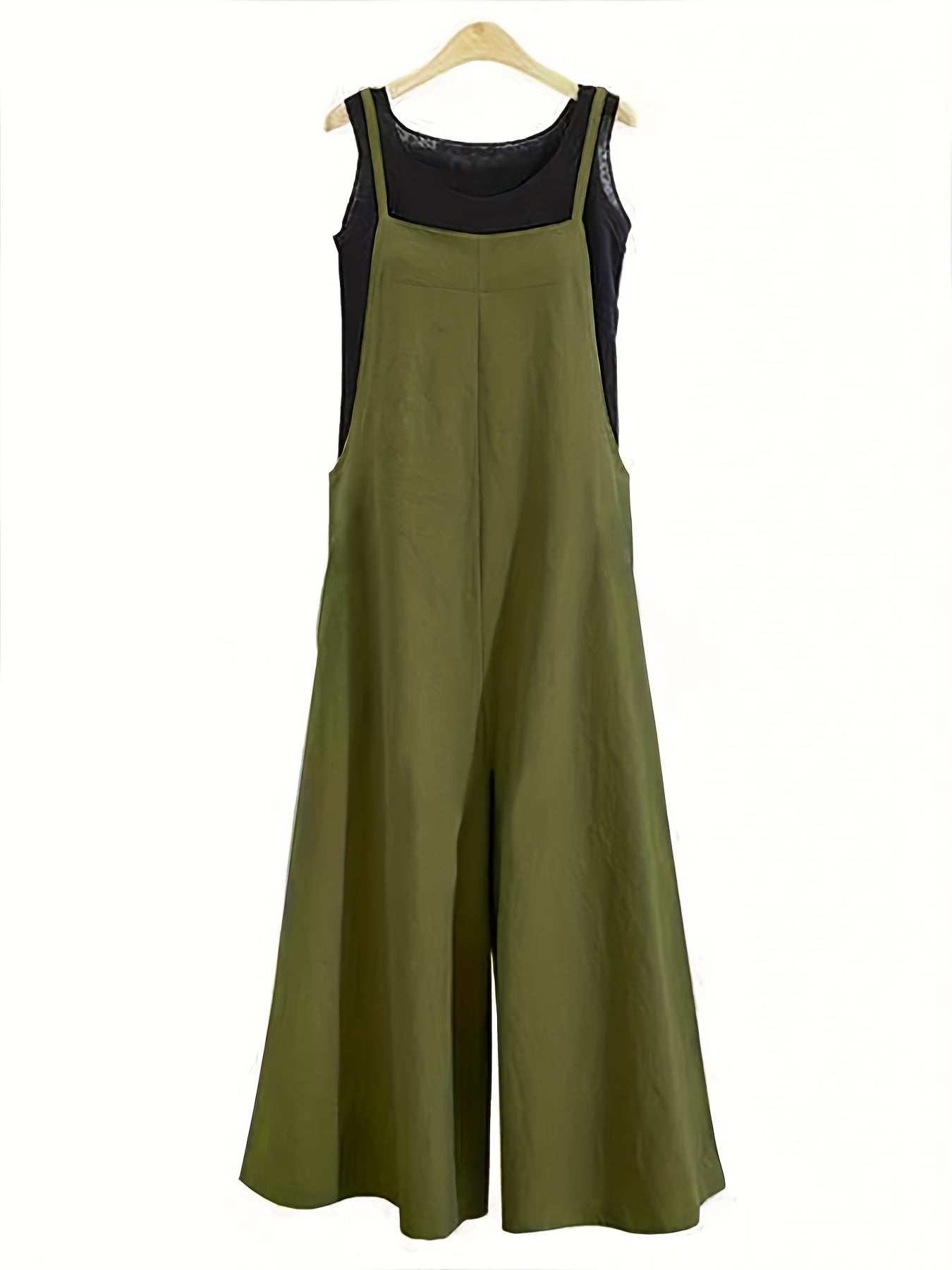 Solid Square Neck Wide Leg Cami Jumpsuit