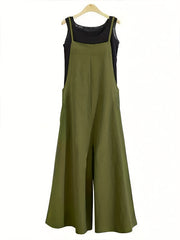 Solid Square Neck Wide Leg Cami Jumpsuit