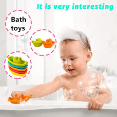 Colorful Stackable Boat Toys for Bath & Beach Play