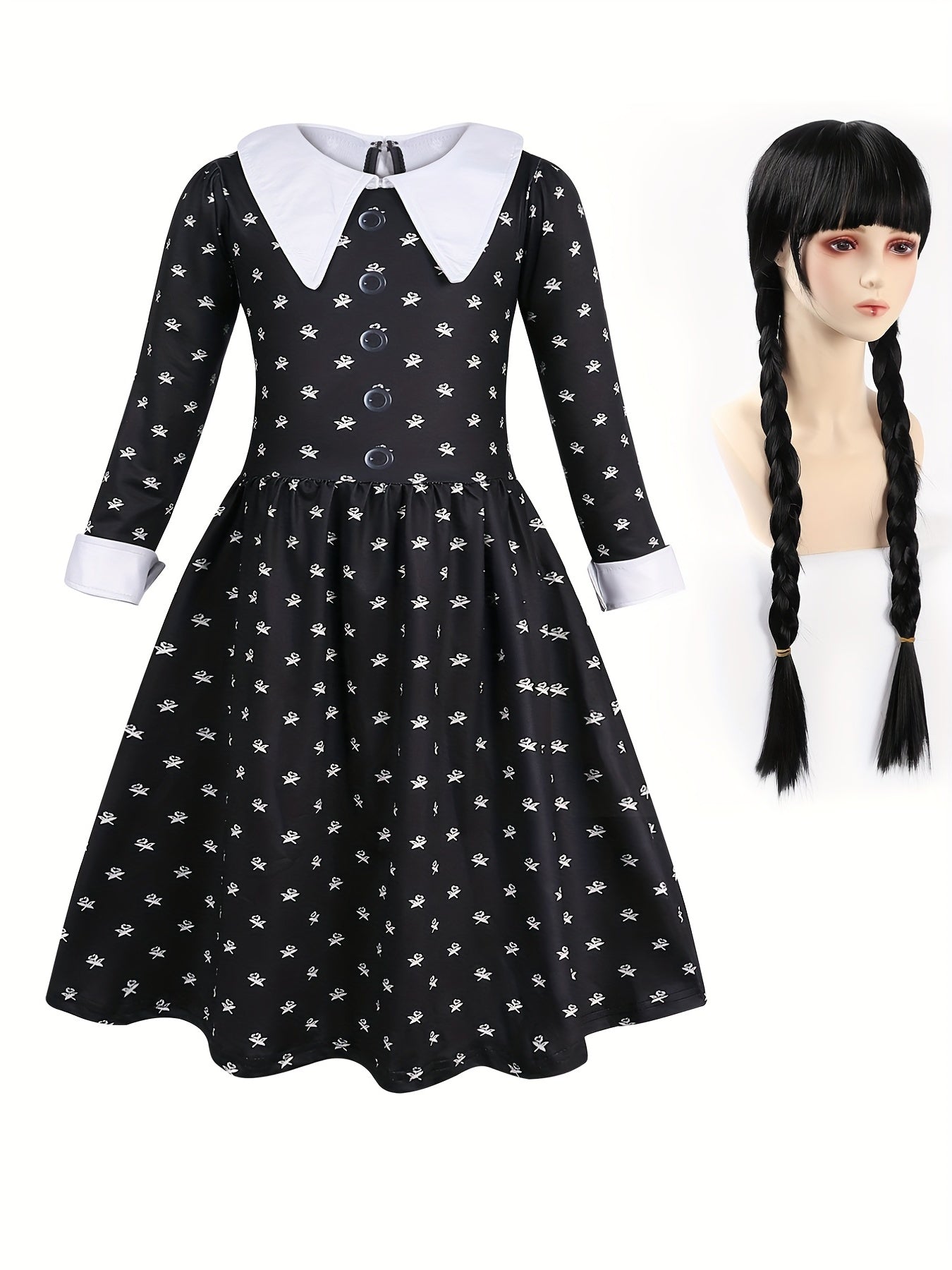 Girls Long Sleeve Button Casual Dress for Spring