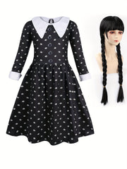 Girls Long Sleeve Button Casual Dress for Spring