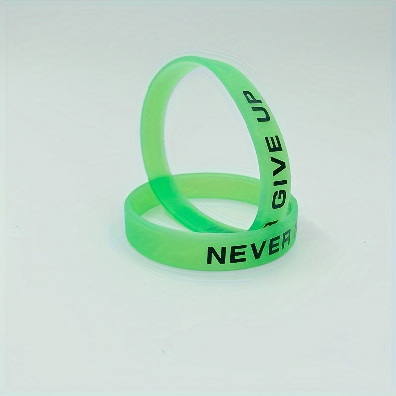 2pcs Never Give Up Glowing Silicone Bracelets