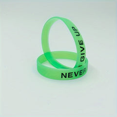 2pcs Never Give Up Glowing Silicone Bracelets