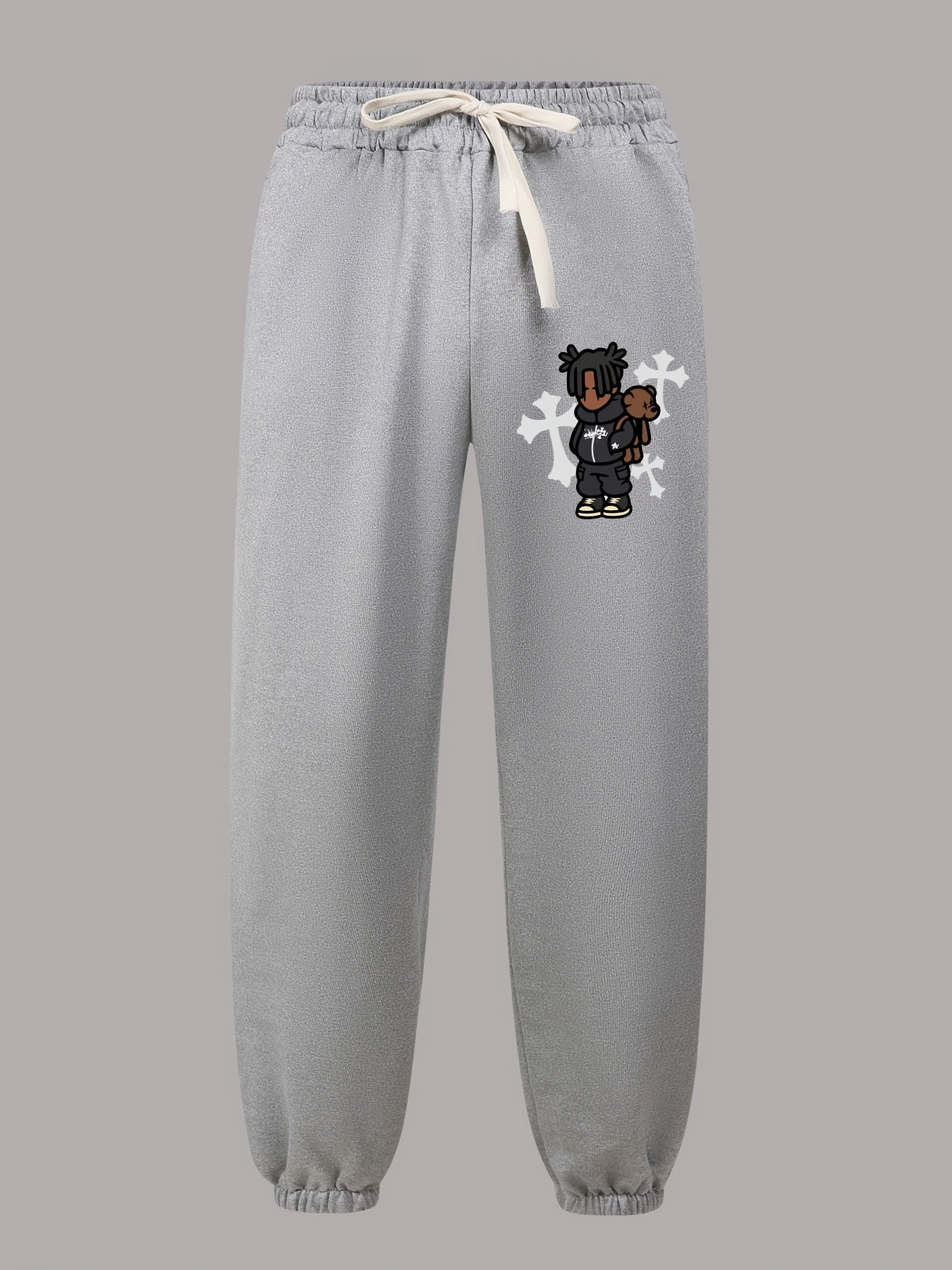 Boy & Cross Pattern Joggers Men s Casual Stretch Waist Drawstring Sports Pants