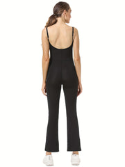 Women's Spaghetti Strap Flare Jumpsuit Bodycon Bodysuit